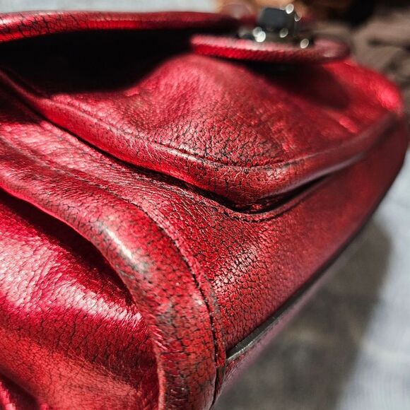 Coach Ranger Flap in Metallic Red Leather Crossbody Purse Shoulder Bag - Picture 5 of 8